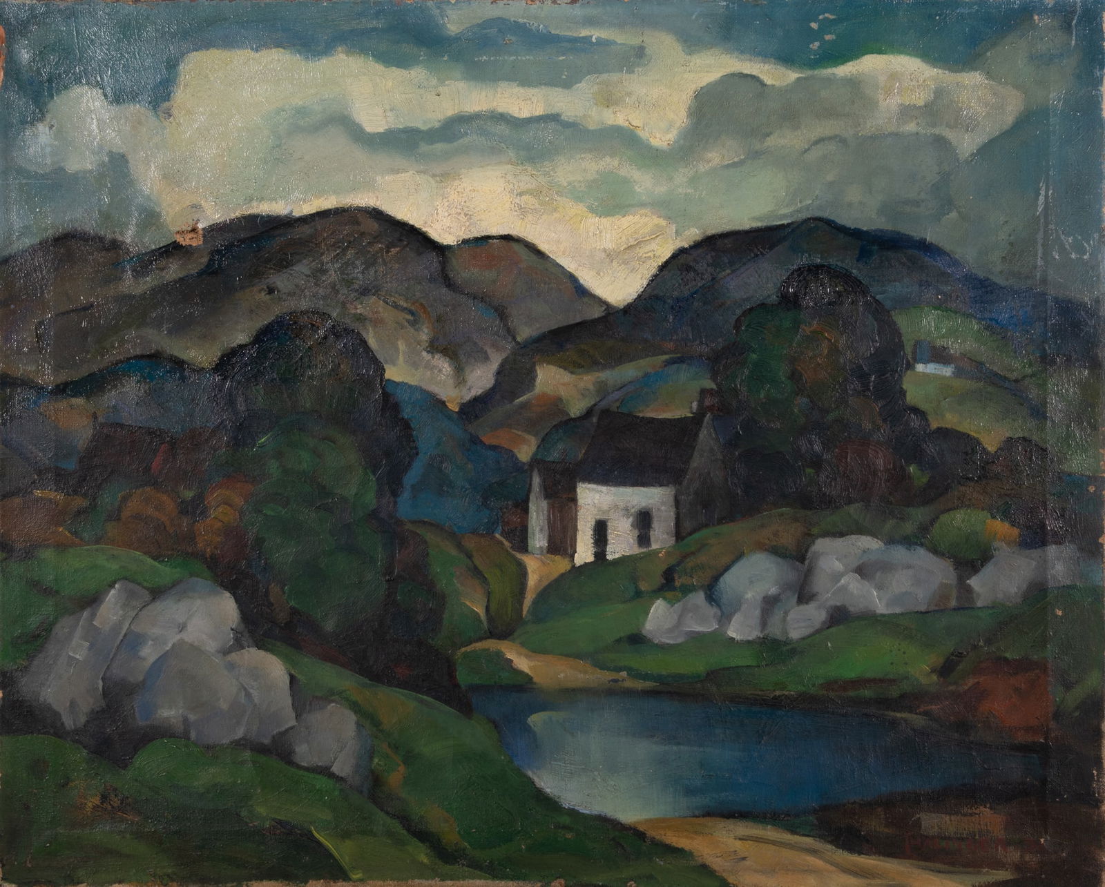 E. Oscar Thalinger, Missouri (1885-1965), House in Rocky Landscape, 1931, oil on canvas (1 of 6)