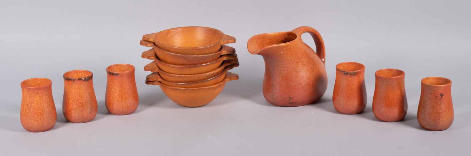 Collection of Muncie Orange Peel Glazed Pottery and Hull House Kilns Bowls (1 of 4)