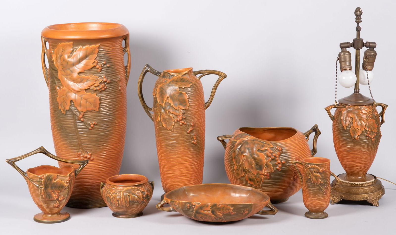 Eight Pieces of Roseville "Bushberry" Pottery (1 of 5)