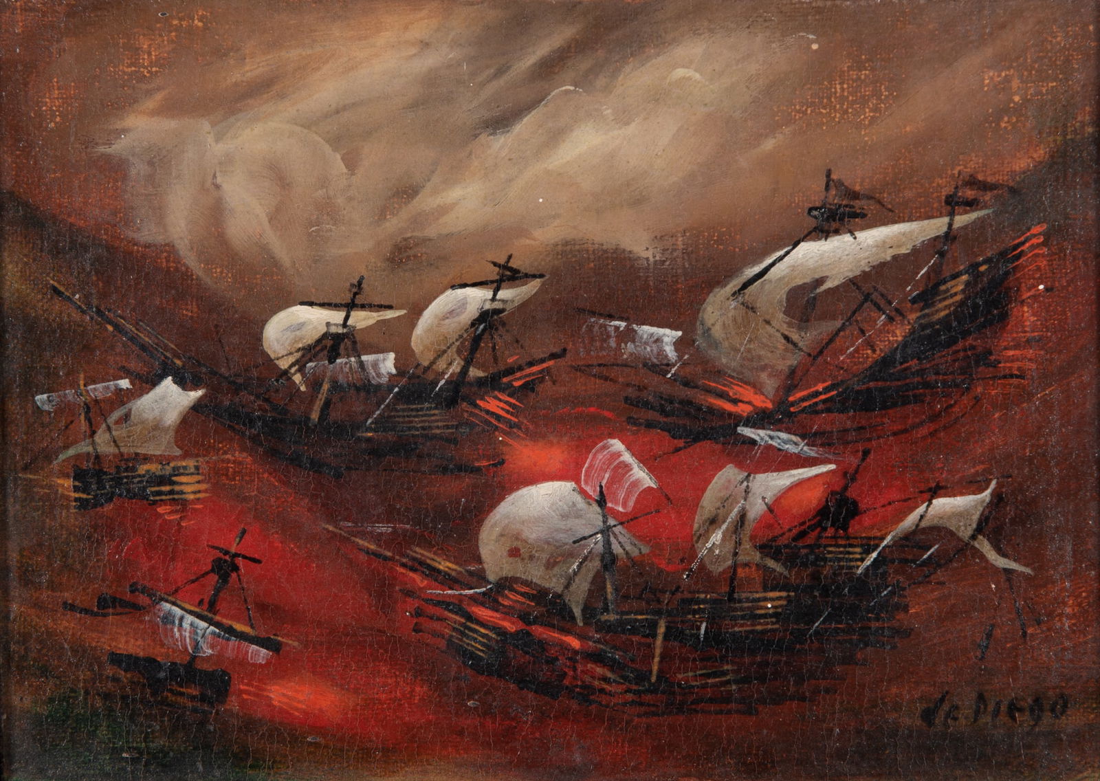 Julio De Diego, Spanish/American (1900-1979), Spanish Armada, oil on board (1 of 5)