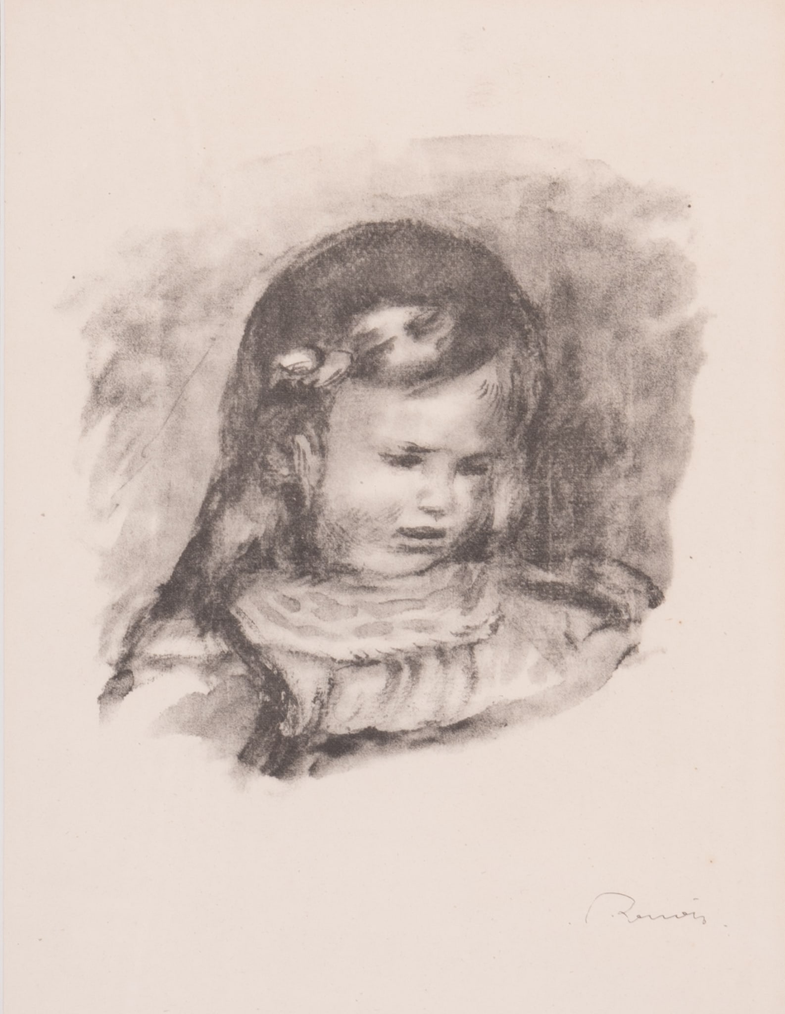 Pierre-Auguste Renoir, French (1841-1919), Claude Renoir, la Tete Baissee, lithograph (1 of 4)