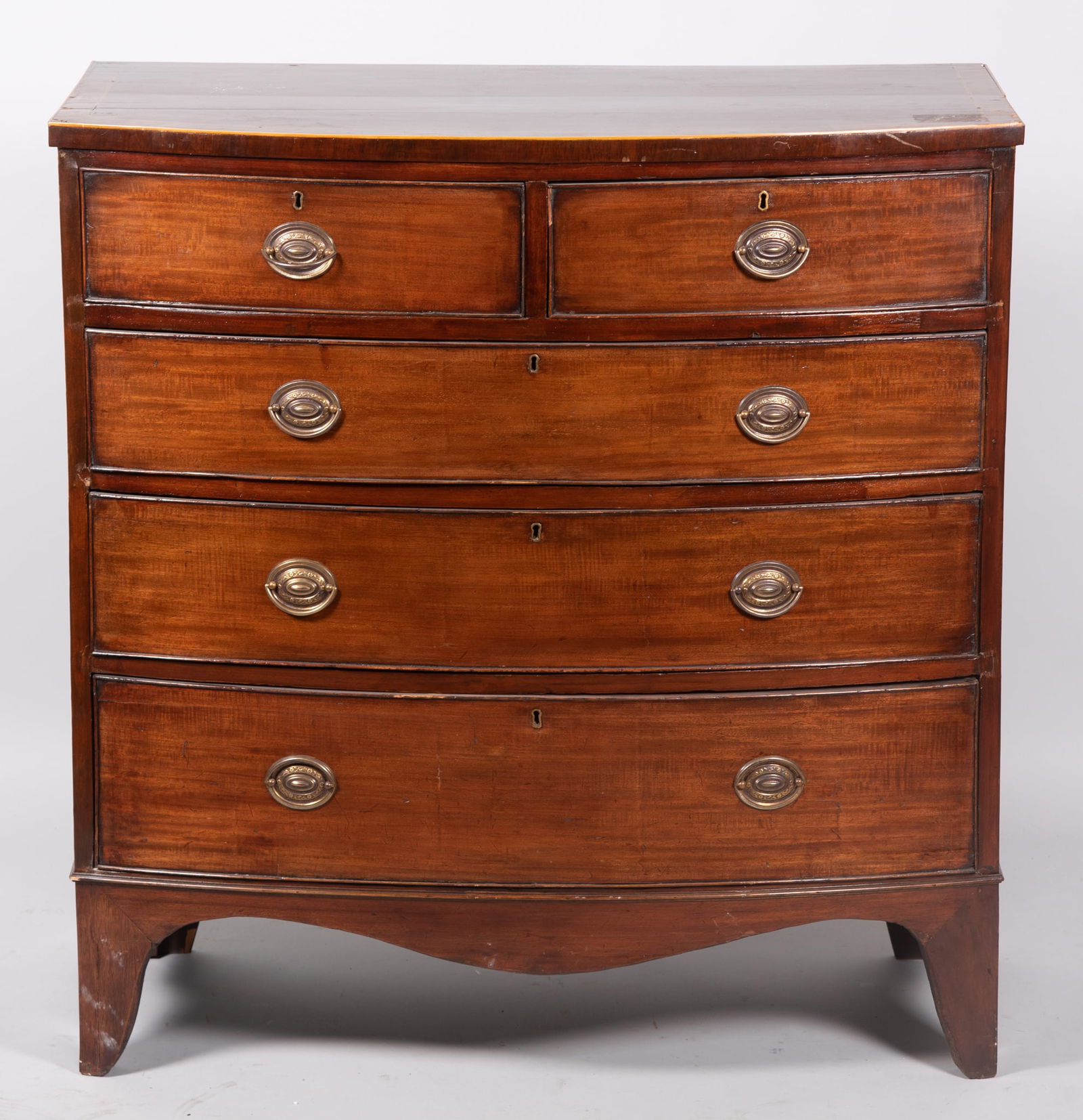 Antique English Mahogany Bow Front Chest (1 of 4)