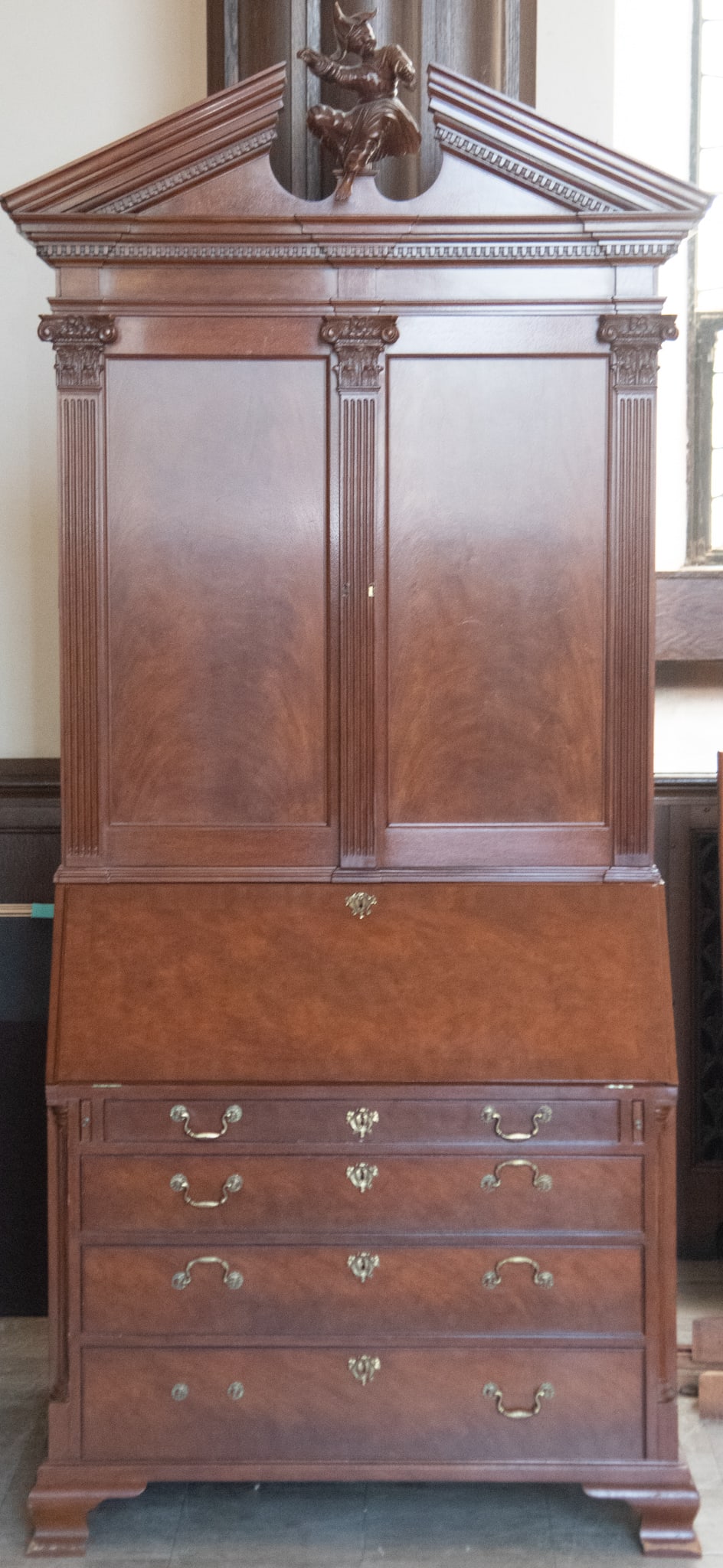 Baker Two Member Mahogany English Design Secretaire Bookcase (1 of 4)
