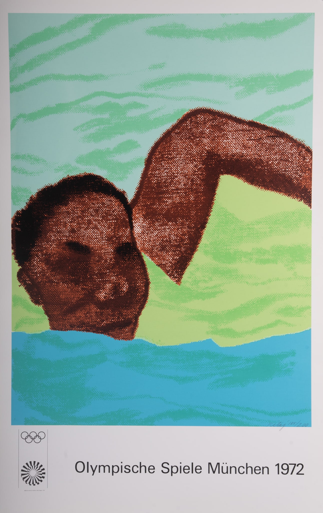 Ronald B. Kitaj, American (1932-2007), Swimmer, Edition Olympic 1972, screenprint ed185/200 (1 of 4)