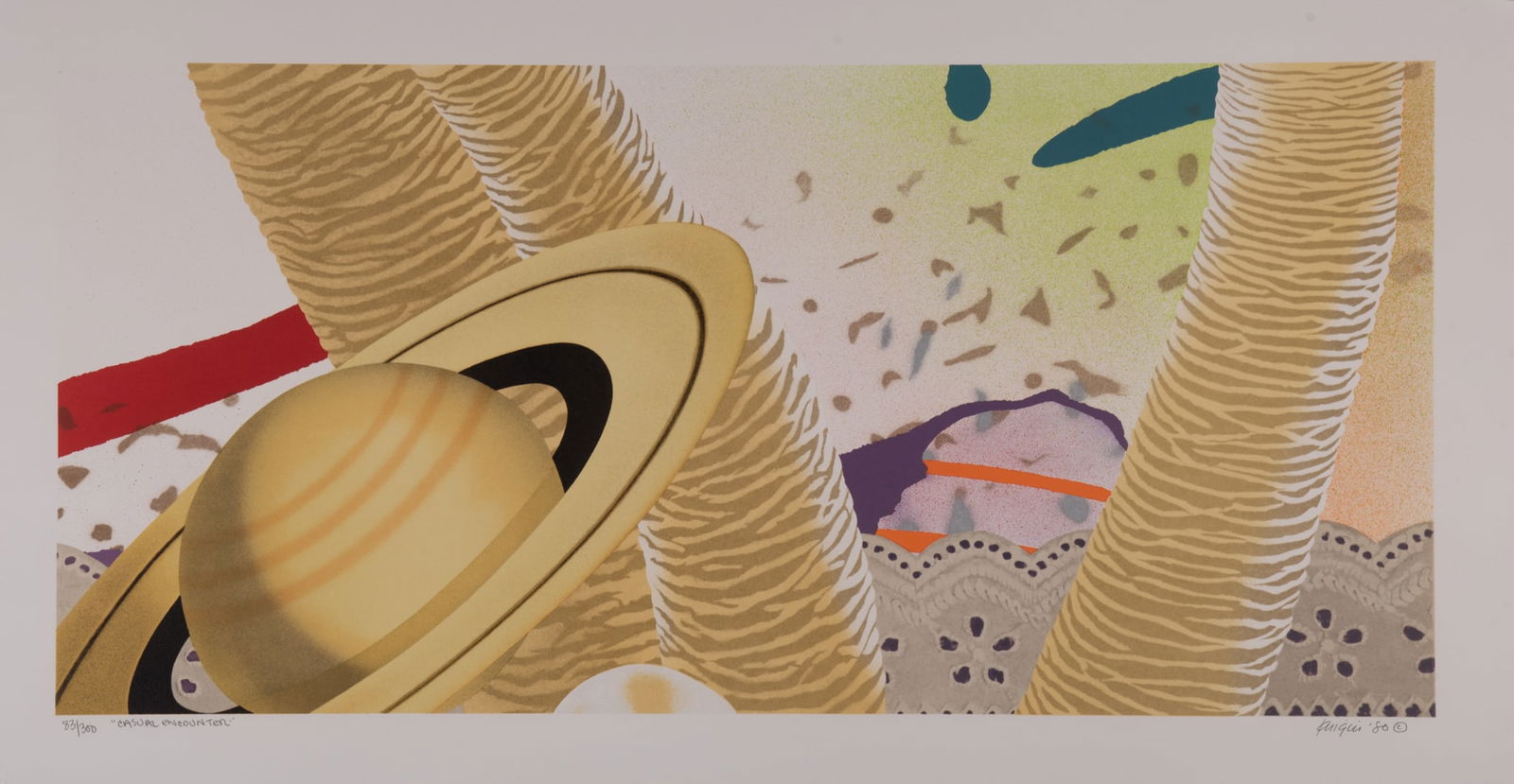 Michael Knigin, New York (1942-2011), Casual Encounter, 1980, lithograph, ed. 83/300: Michael KniginNew York, (1942-2011)Casual Encounter, 1980lithograph, ed. 83/300signed, dated, titled, and numbered in pencil lower margin, unframed.Paper: 19 1/4 x 36 inches