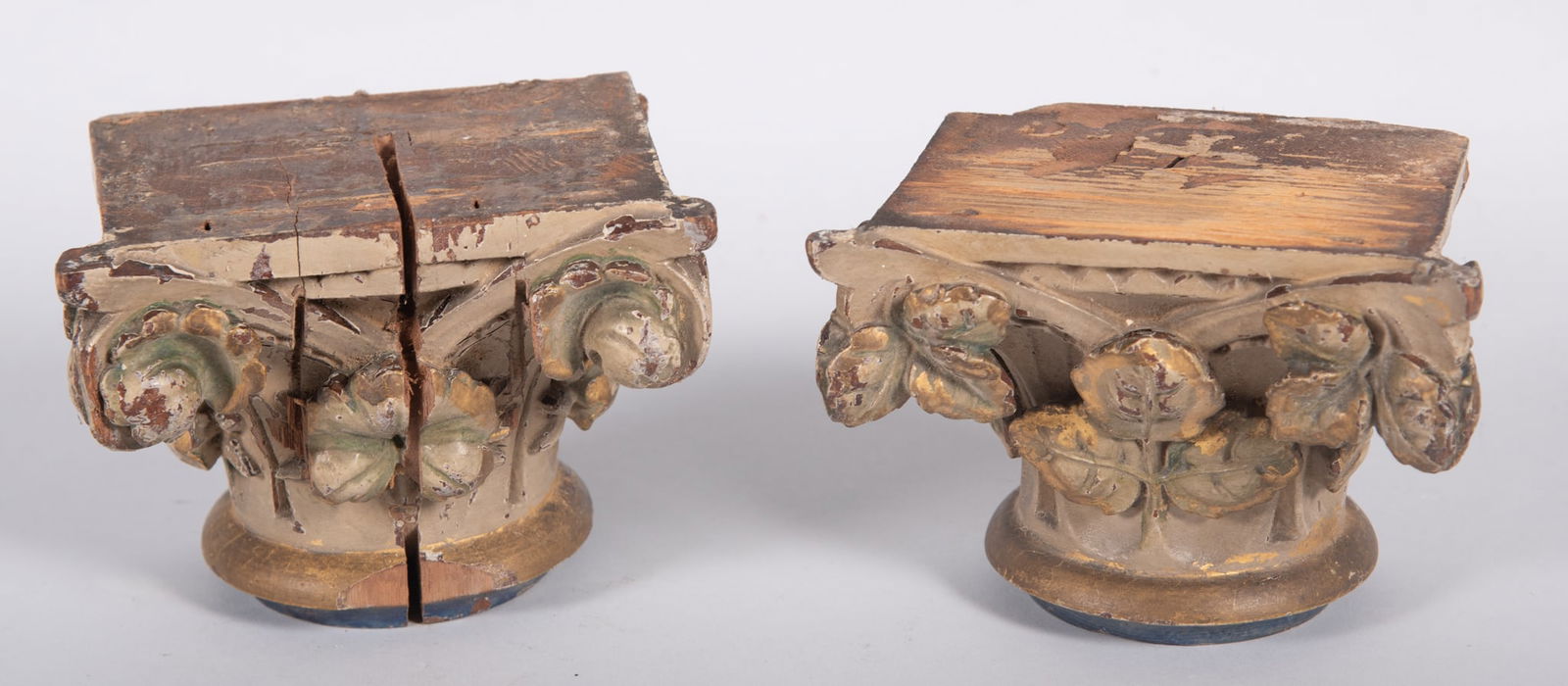 A Pair of Antique Continental Carved Wood Column Capitals (1 of 4)