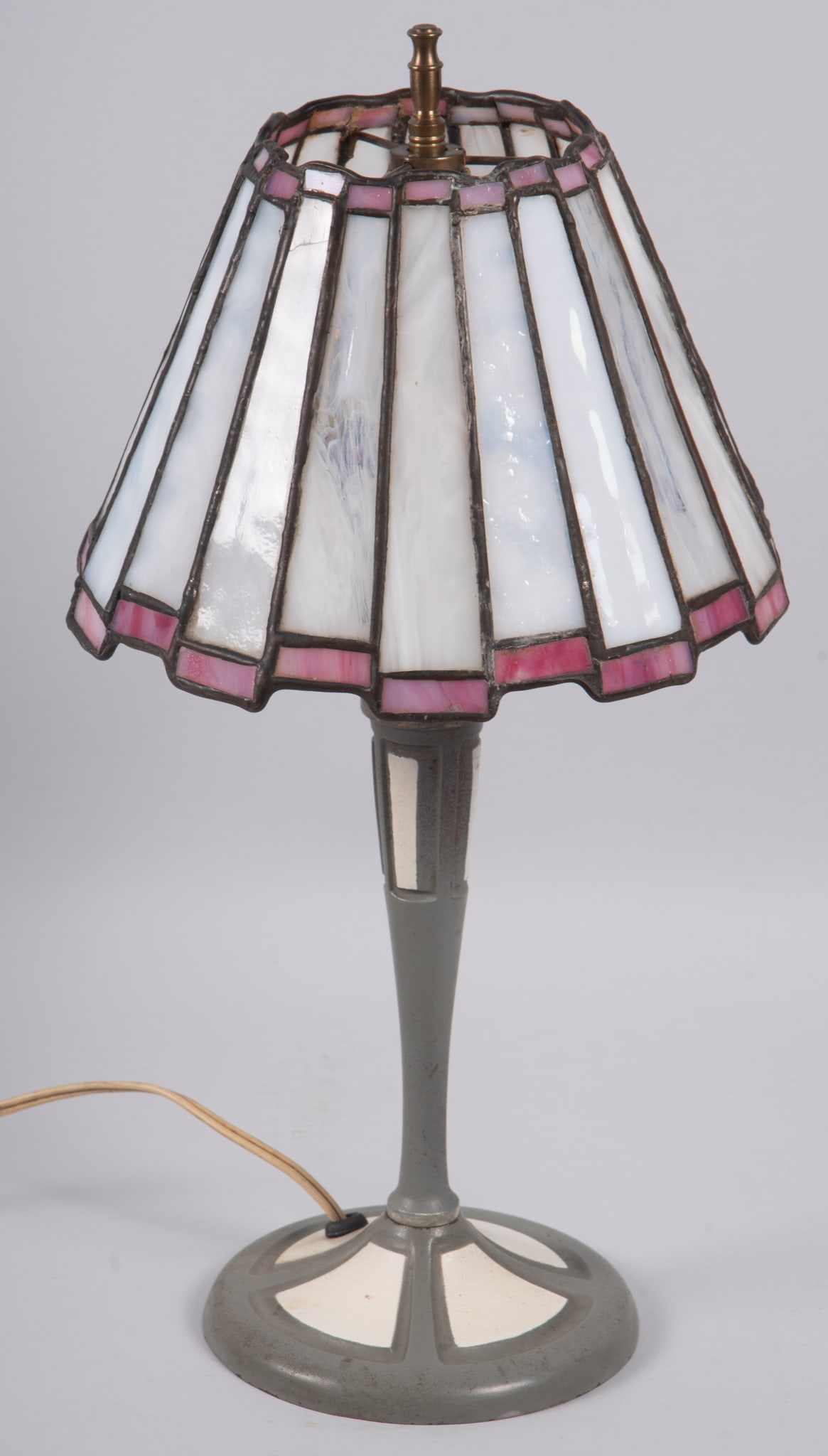 An Art Deco Boudoir Lamp with Slag Glass Shade (1 of 4)