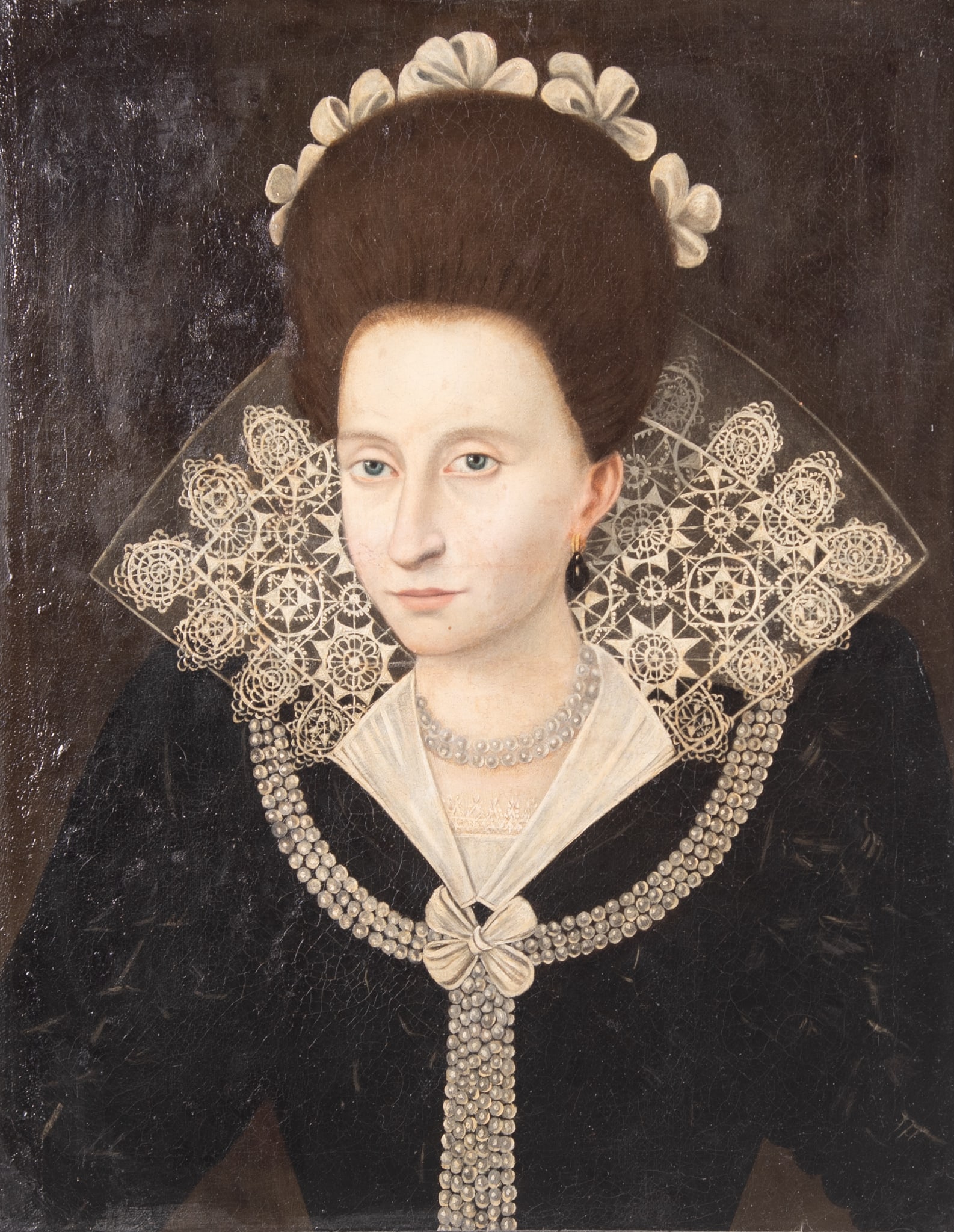 Northern European 17th Century, Portrait of a Woman with Lace Collar, oil on canvas, lined (1 of 6)