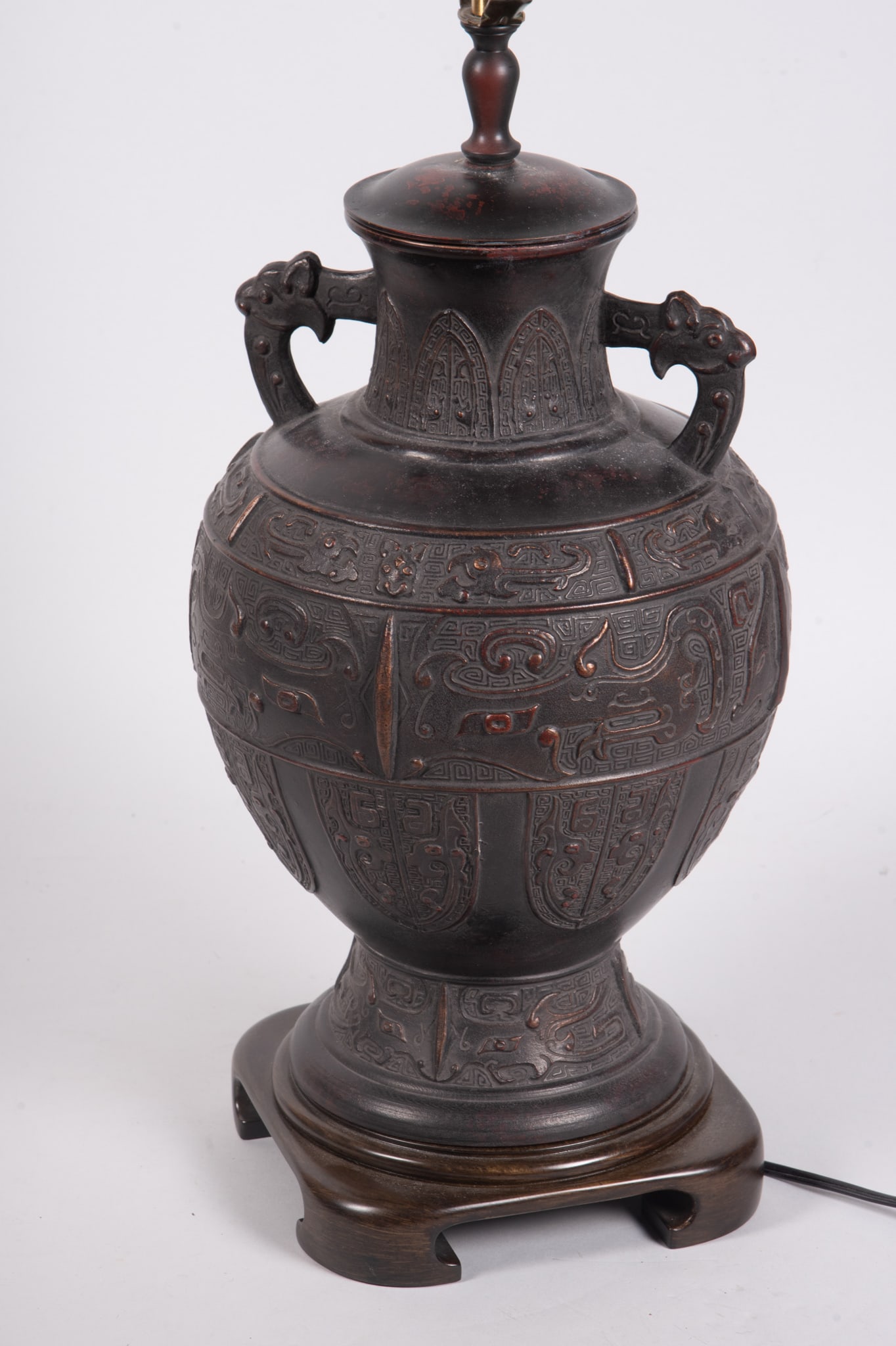 A Chinese Bronze Urn, Mounted as a Table Lamp (1 of 3)