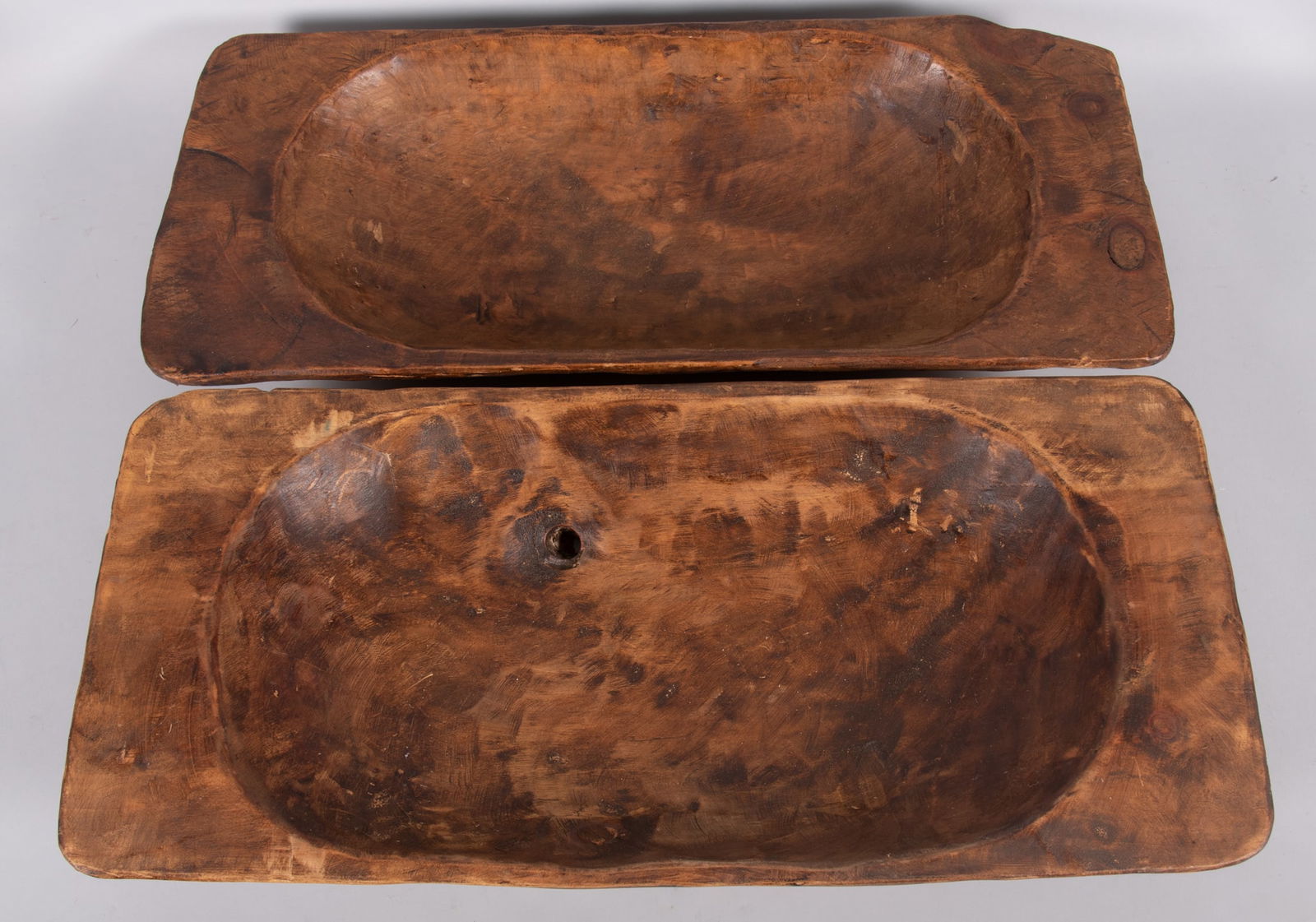 Two Antique Carved Wooden Trough / Dough Bowls (1 of 3)