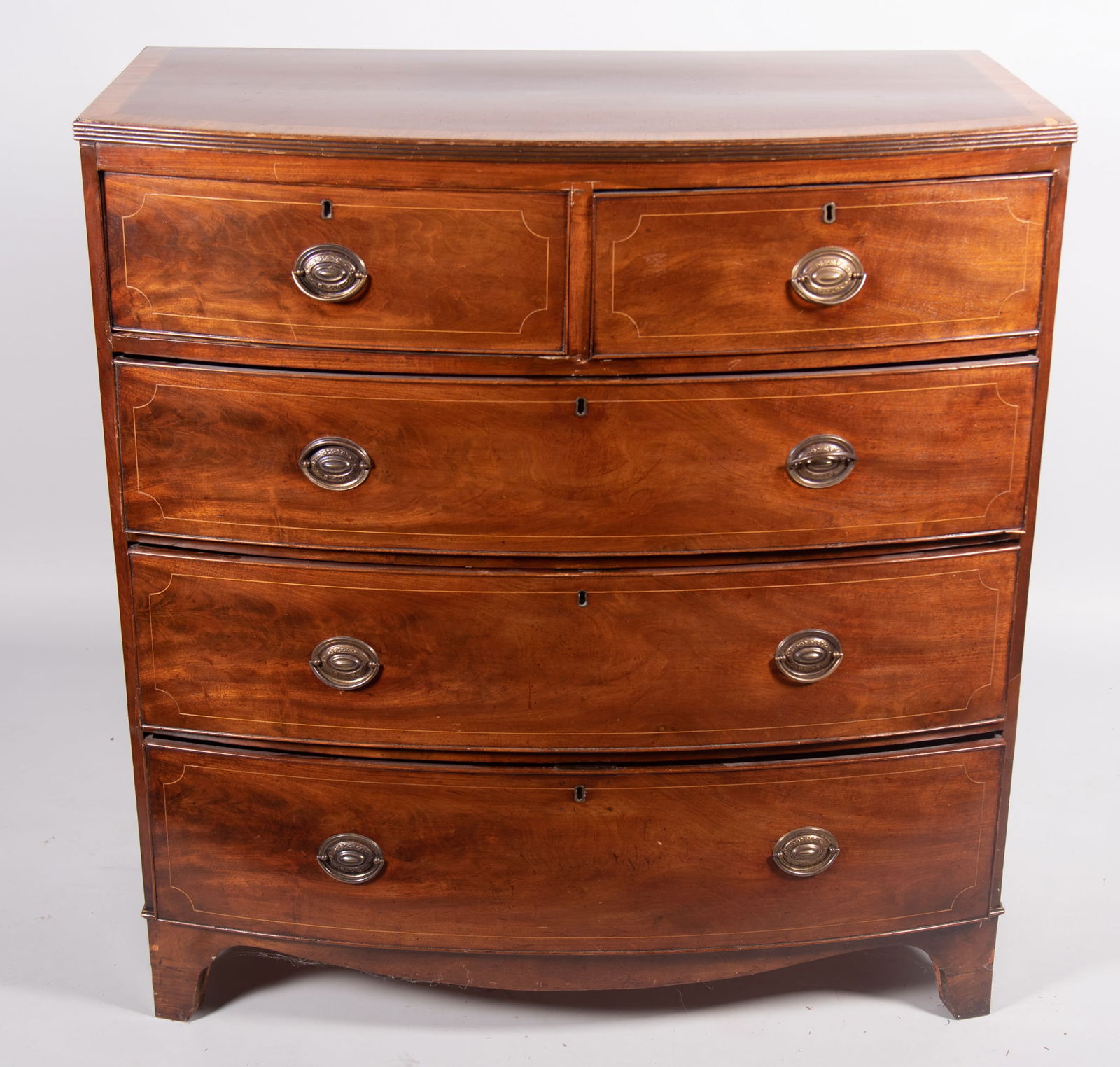 Antique English Mahogany Bow Front Chest (1 of 4)