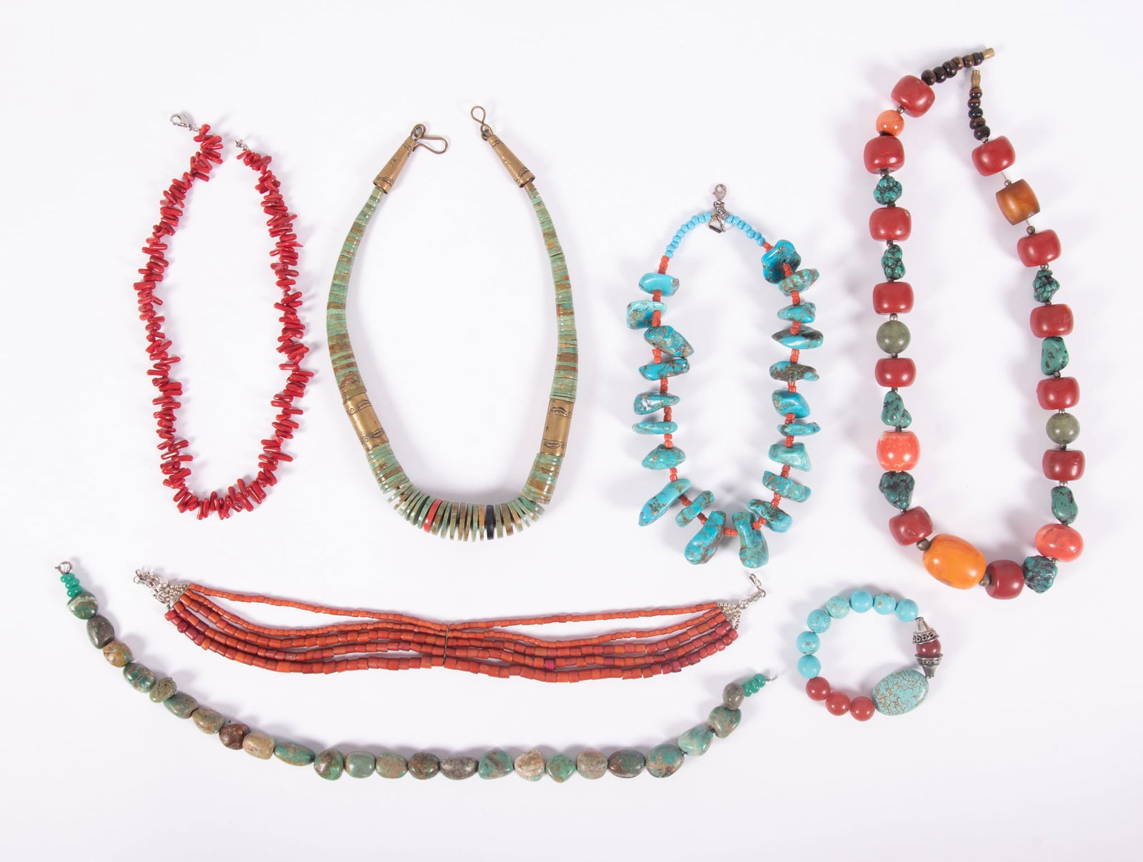 Vintage Bead Necklaces-Turquoise, Coral, Horn, Dyed Coral (1 of 3)