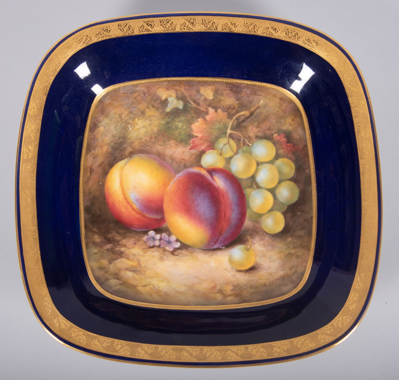 A Fine Royal Worchester Painted Porcelain Fruit Bowl, Richard Sebright (1 of 3)