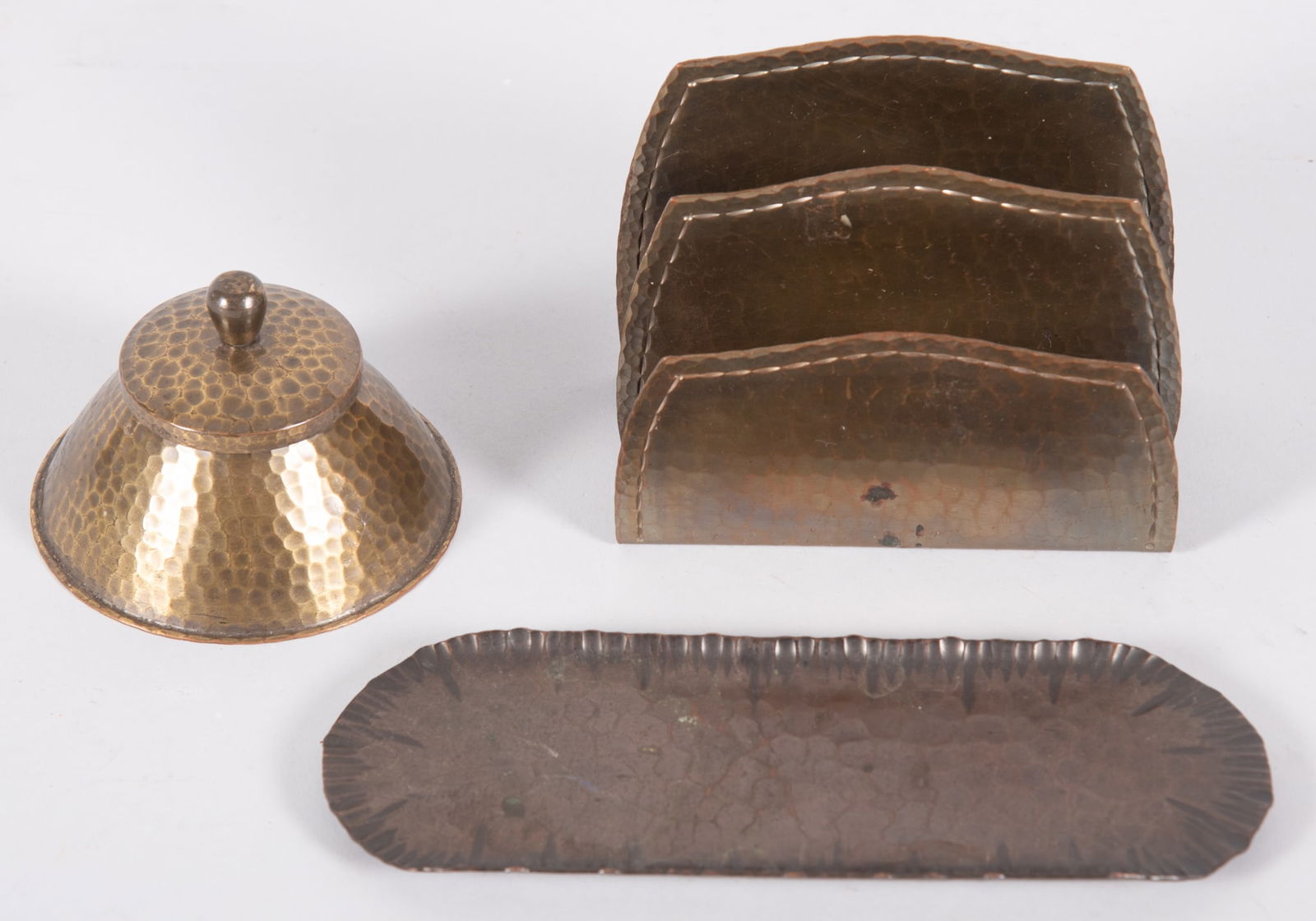 Three-Piece Roycroft Arts & Crafts Hammered Copper Desk Set (1 of 4)