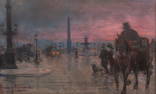 Unknown , 20th Century, Evening at the Place de Concorde- Paris, pastel on paper