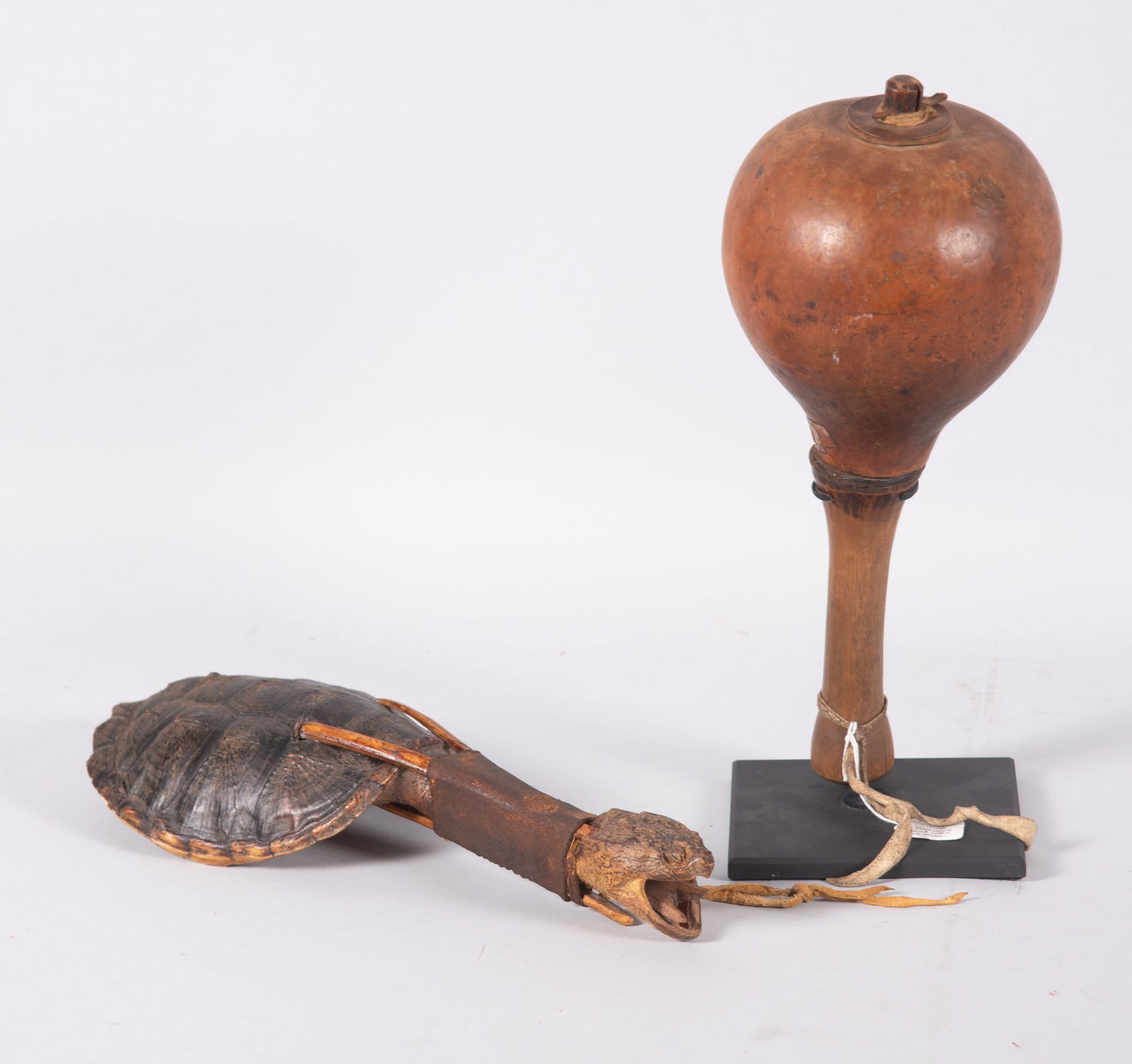 Iroquois Shaman Snapping Turtle Rattle and Ojibwe Shaman Rattle with Stand (1 of 4)