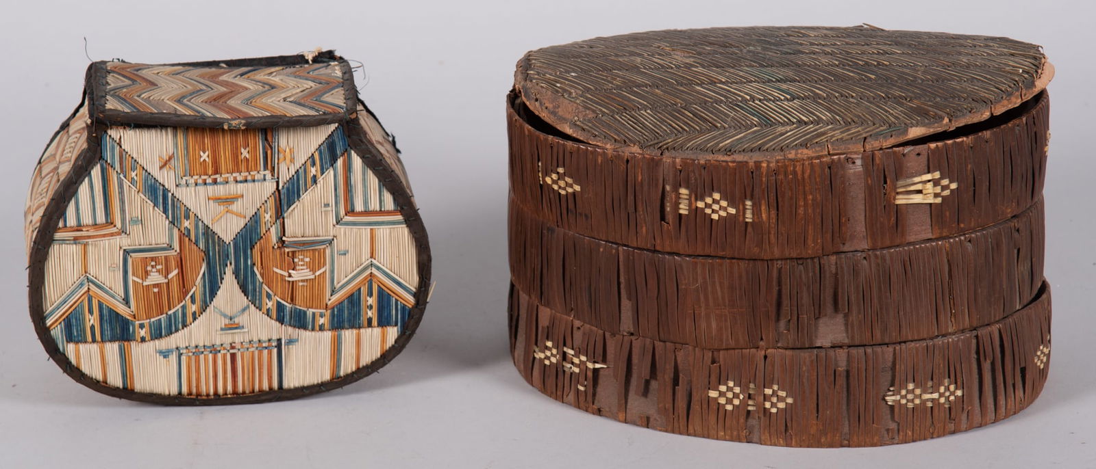 Two Mi'kmaq (Micmac) Porcupine Quill and Birch Bark Boxes (1 of 4)