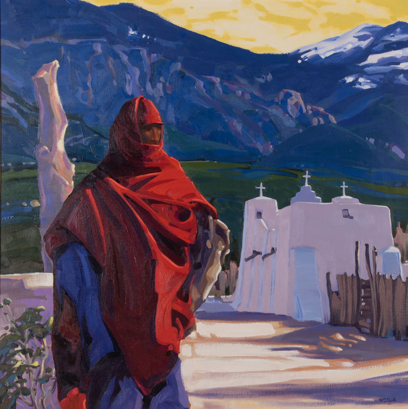 William Cather Hook, New Mexico, California, Kansas, Missouri (b. 1948), The Red Blanket, oil on (1 of 5)