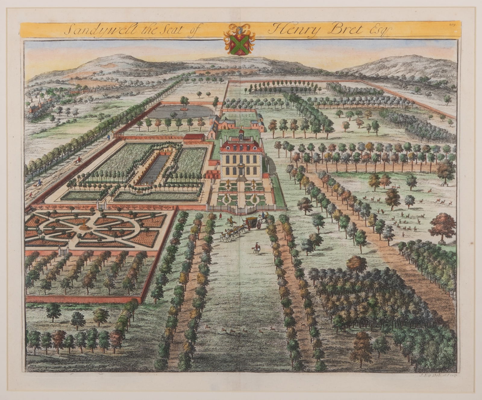 Johannes Kip, Dutch (1653-1722), Sandywell, the Seat of Henry Bret, Esq., and The Abbey in the Seat (1 of 7)