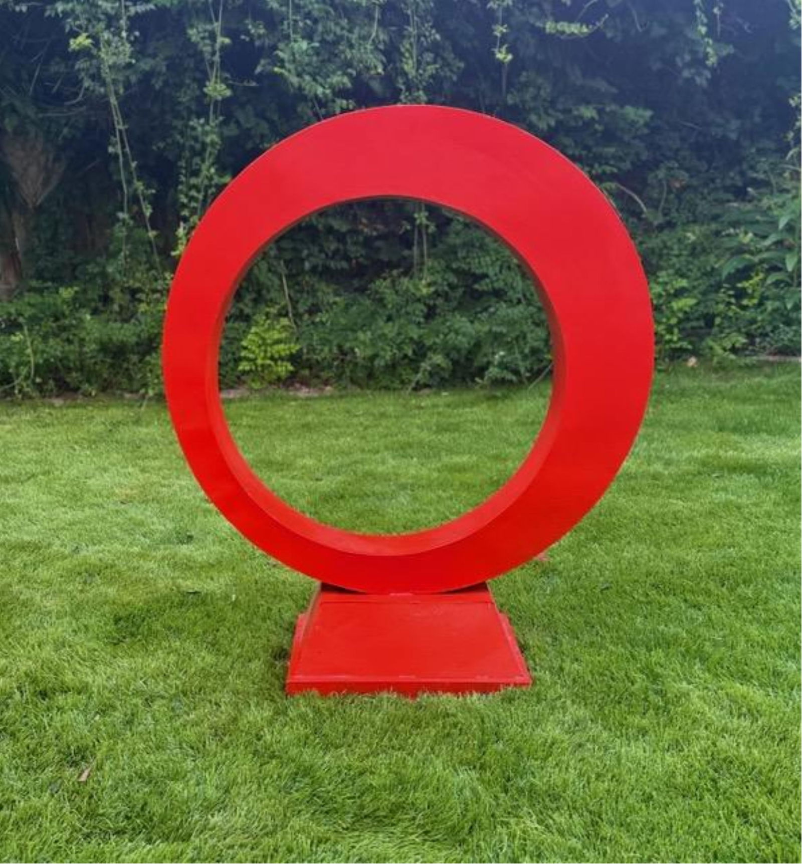 Contemporary Outdoor Steel Sculpture with Red Enamel Patina, "Infinity" (1 of 4)