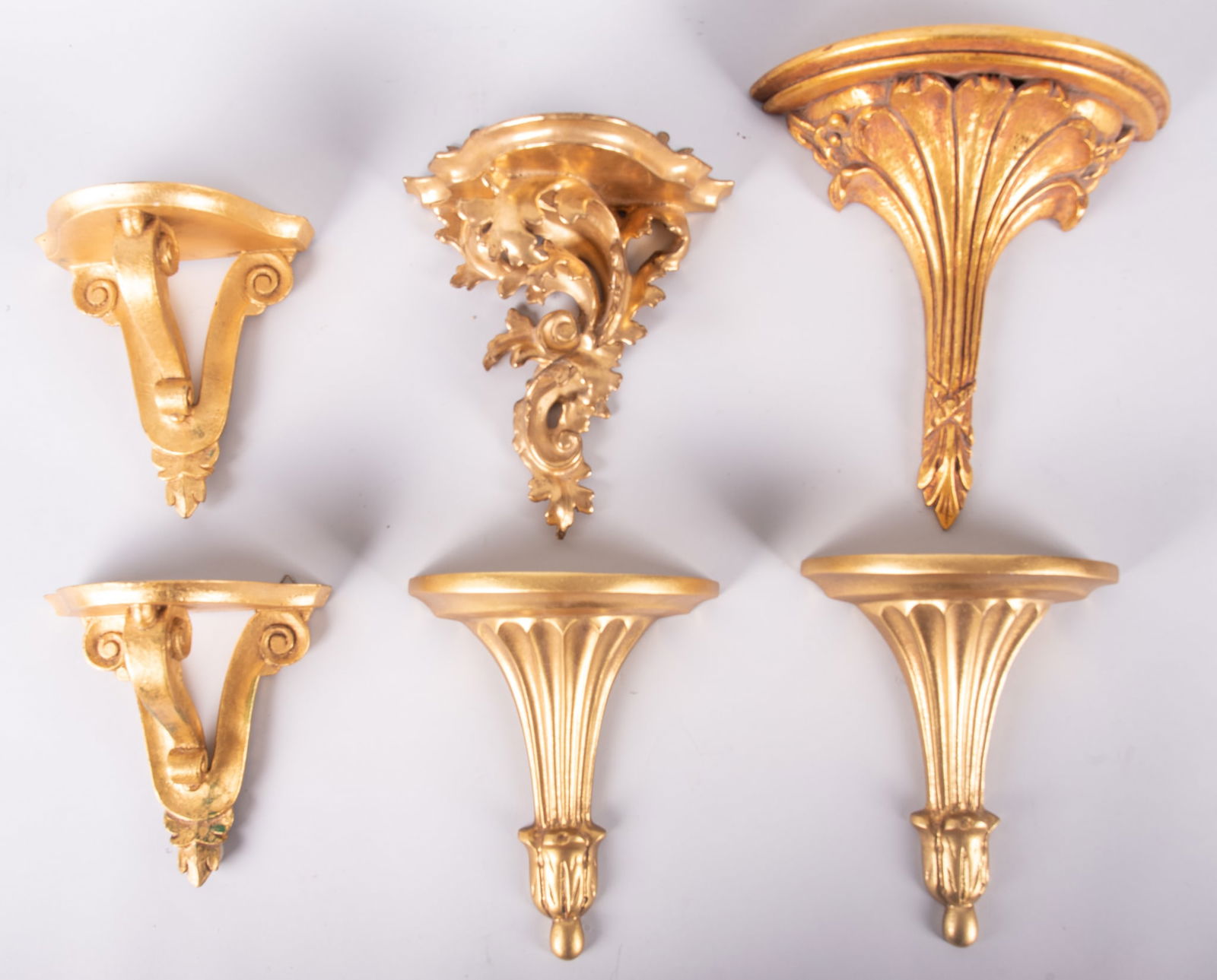 Six Vintage Gild Wood Wall Brackets (1 of 3)