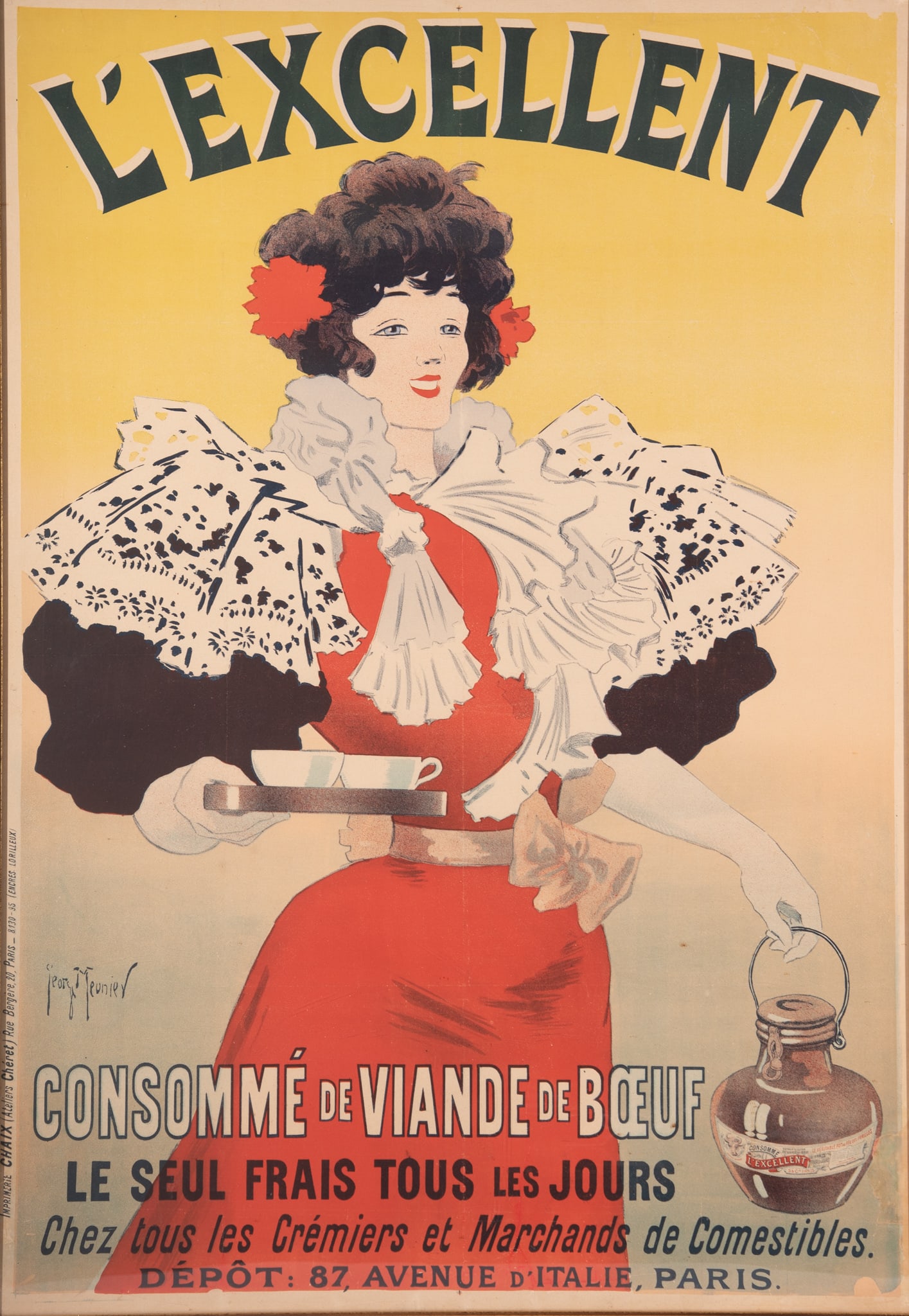 Georges Meunier, France (1869-1942), L'Excellent, 1895, color lithographic poster: Georges MeunierFrance, (1869-1942)L'Excellent, 1895color lithographic posterprinted by Chaix, Parisframed48 x 33 1/2 inches