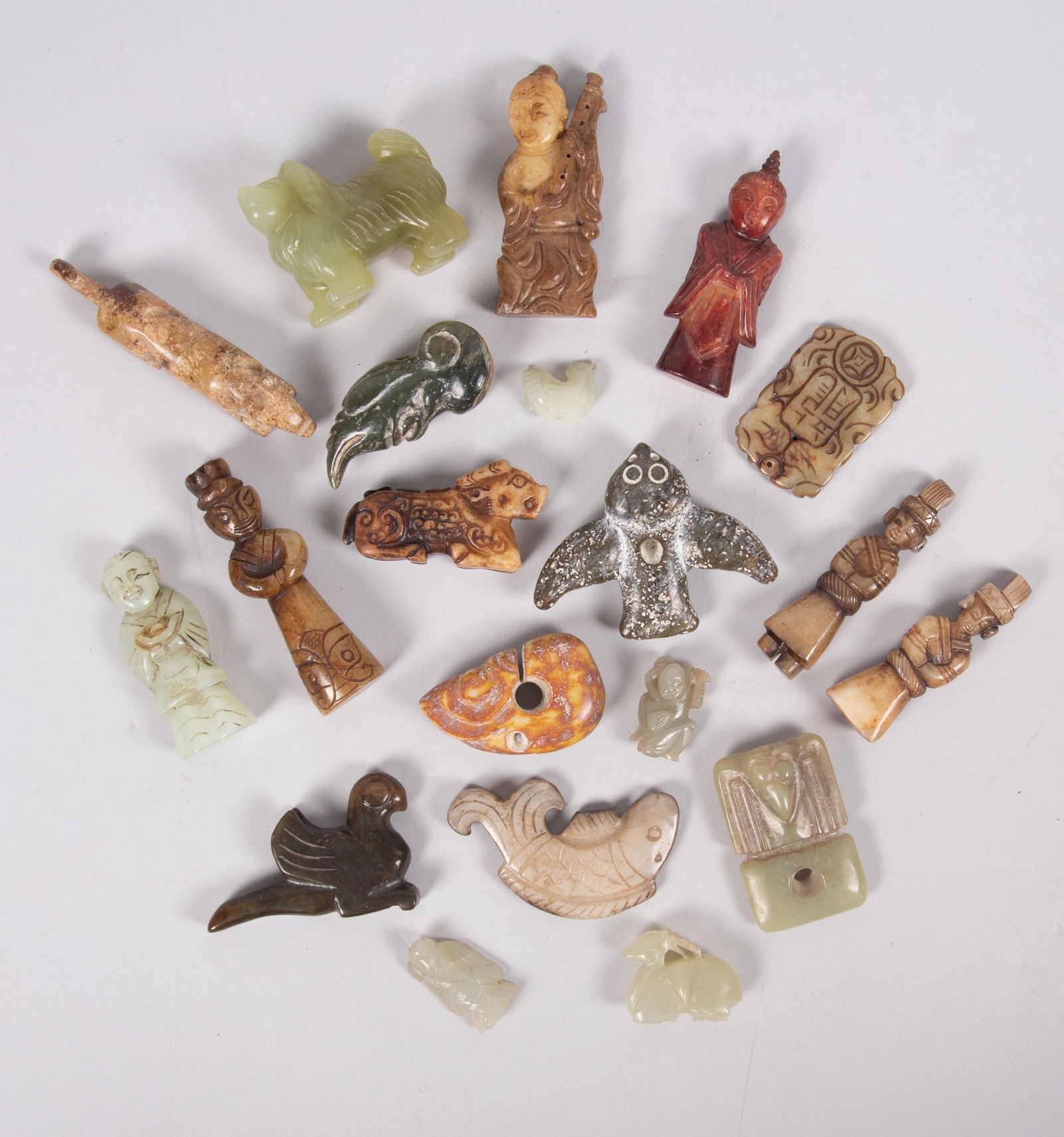 A Collection of Twenty Chinese Jade and Hardstone Carvings (1 of 4)