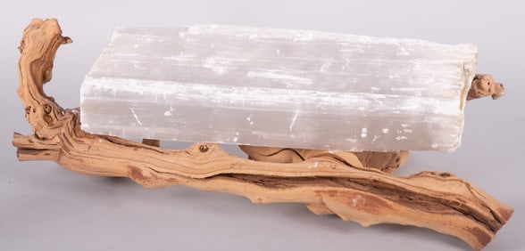 Large Selenite Specimen with Grapevine Stand