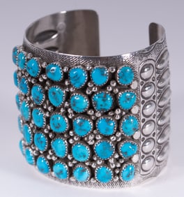 Impressive Large Sterling/Turquoise Cuff