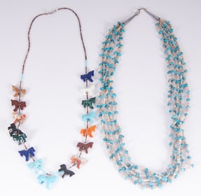 Horse Fetish w/Multi Strand Turquoise & Heishi Bead Necklace