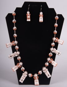 Handmade Clay Storyteller Necklace - Matching Earrings