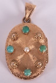 Antique Turquoise and Pearl Locket/Pendant