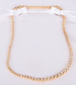 14K Yellow Gold Graduated Diamond Tennis Necklace