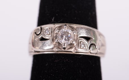 Vintage 14K White Gold Diamond Band