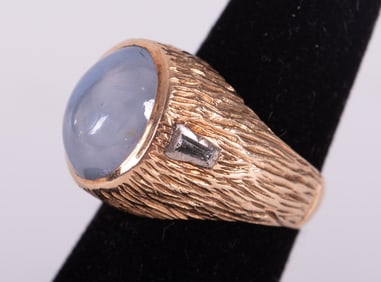 Vintage 14k Star Sapphire Ring w/Diamonds