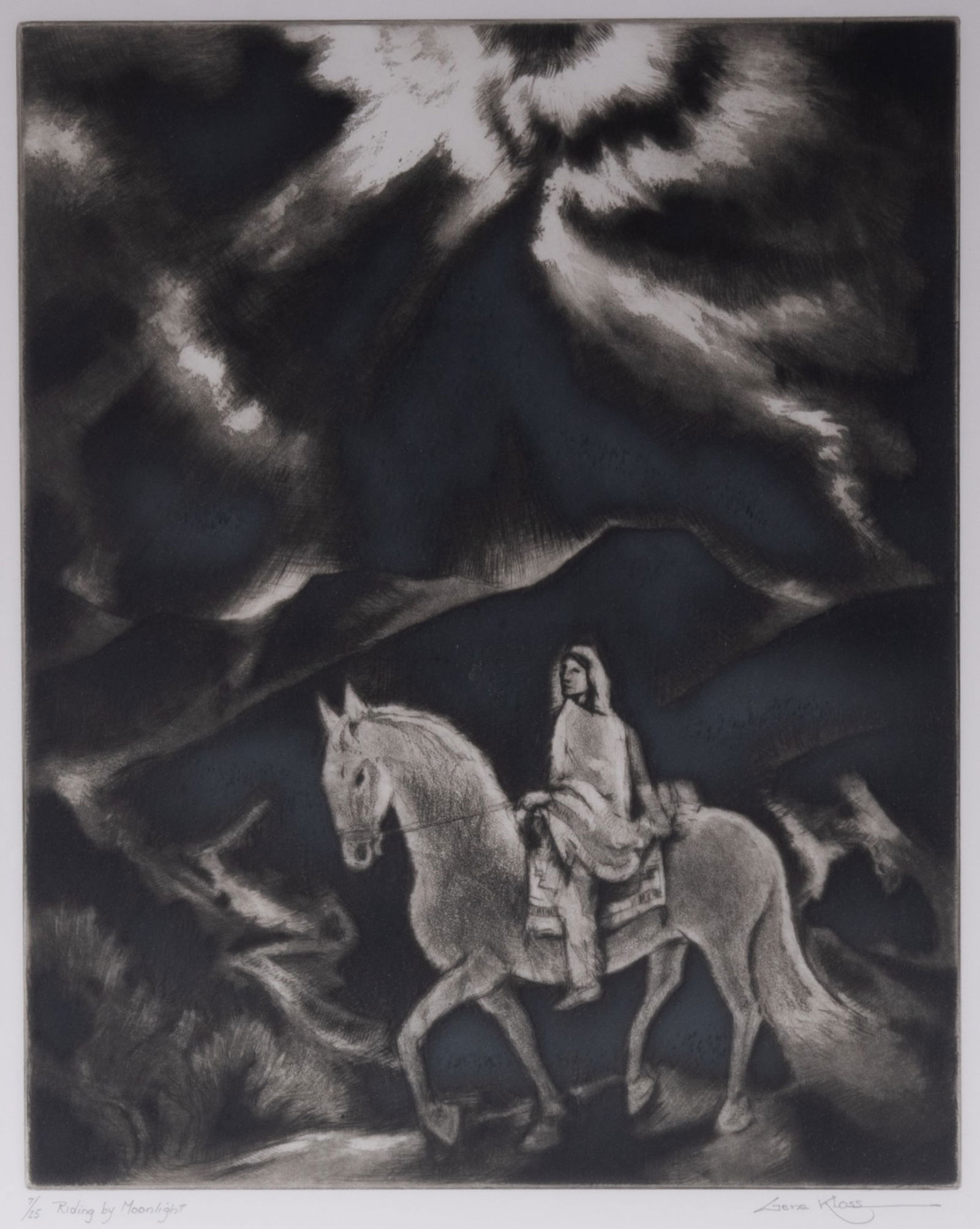 Gene Kloss, American (1903-1996), Riding By Moonlight, etching, drypoint, ed. 7/25 (1 of 4)