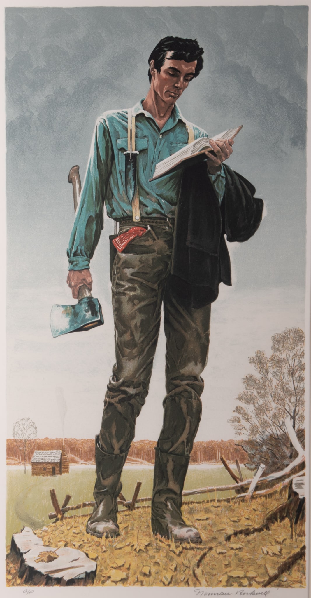 Norman Rockwell, New York, Massachusetts (1894-1978), Young Lincoln (1977), lithograph on paper (1 of 5)