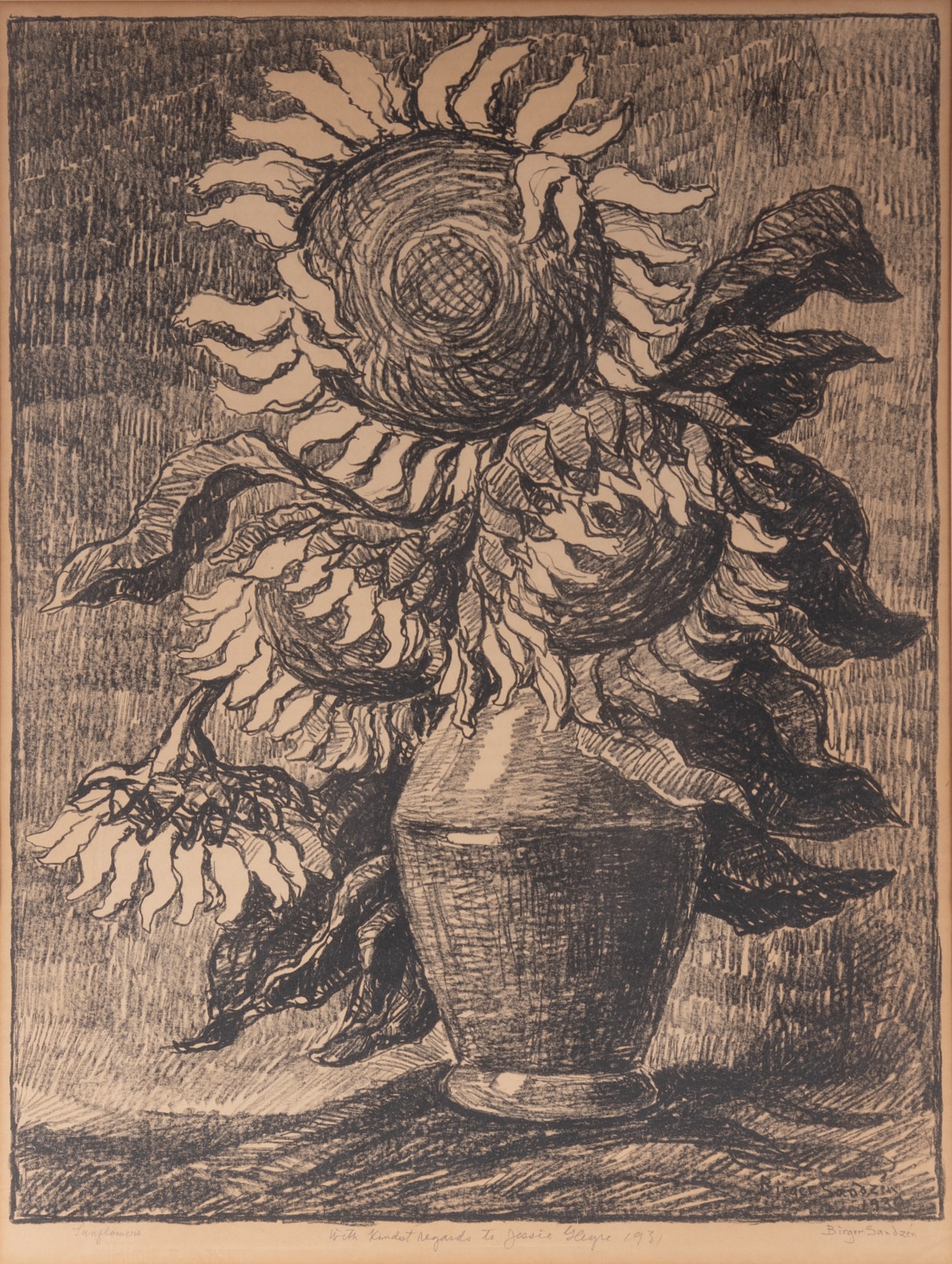 Birger Sandzen, Kansas, Colorado / Sweden (1871-1954), Sunflowers, 1931, lithograph (1 of 6)