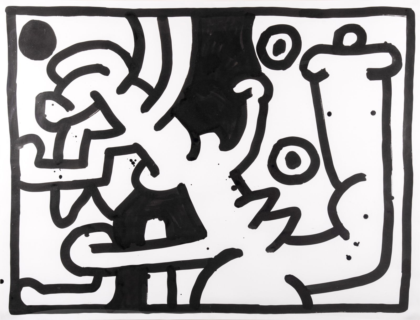 Keith Haring, American (1958-1990), Untitled, September 16th, 1989, Sumi ink on paper (1 of 7)