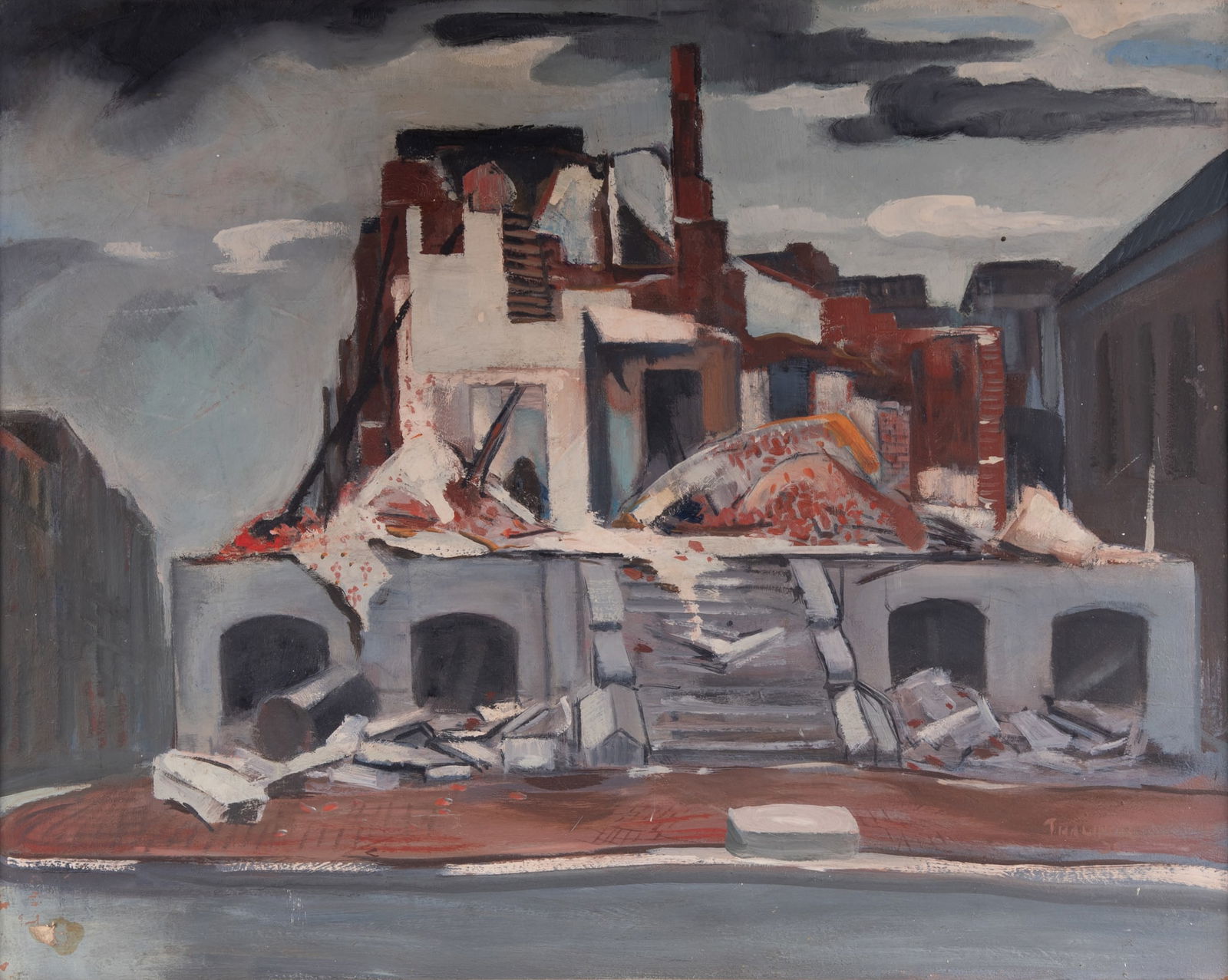 E. Oscar Thalinger, Missouri (1885-1965), Building Falling Down, 1936, oil on board (1 of 6)