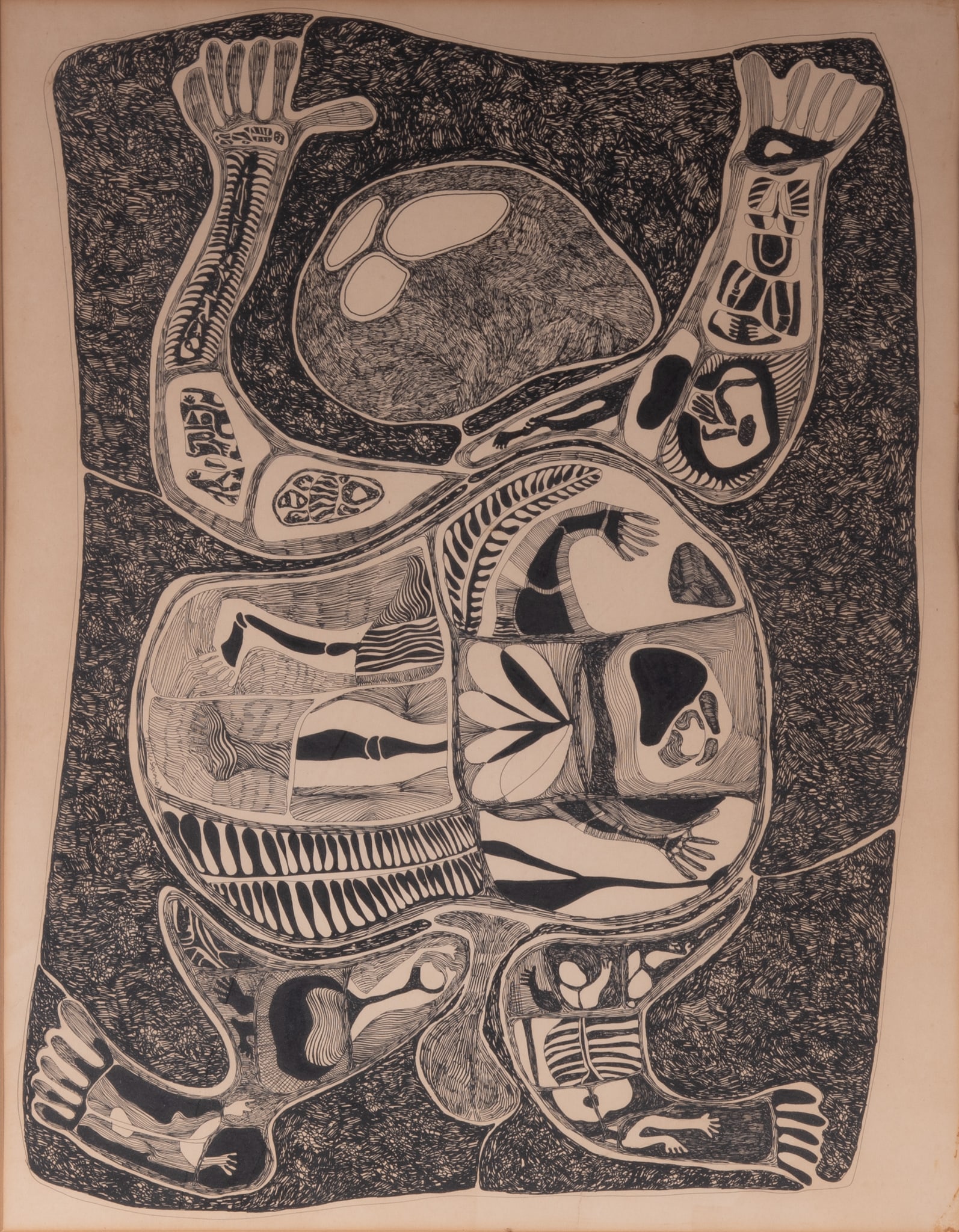 J. Sultan Ali, India (1920-1990), Figure, ink on paper: J. Sultan AliIndia, (1920-1990)Figureink on paperunsigned, framed.24 x 19 inches