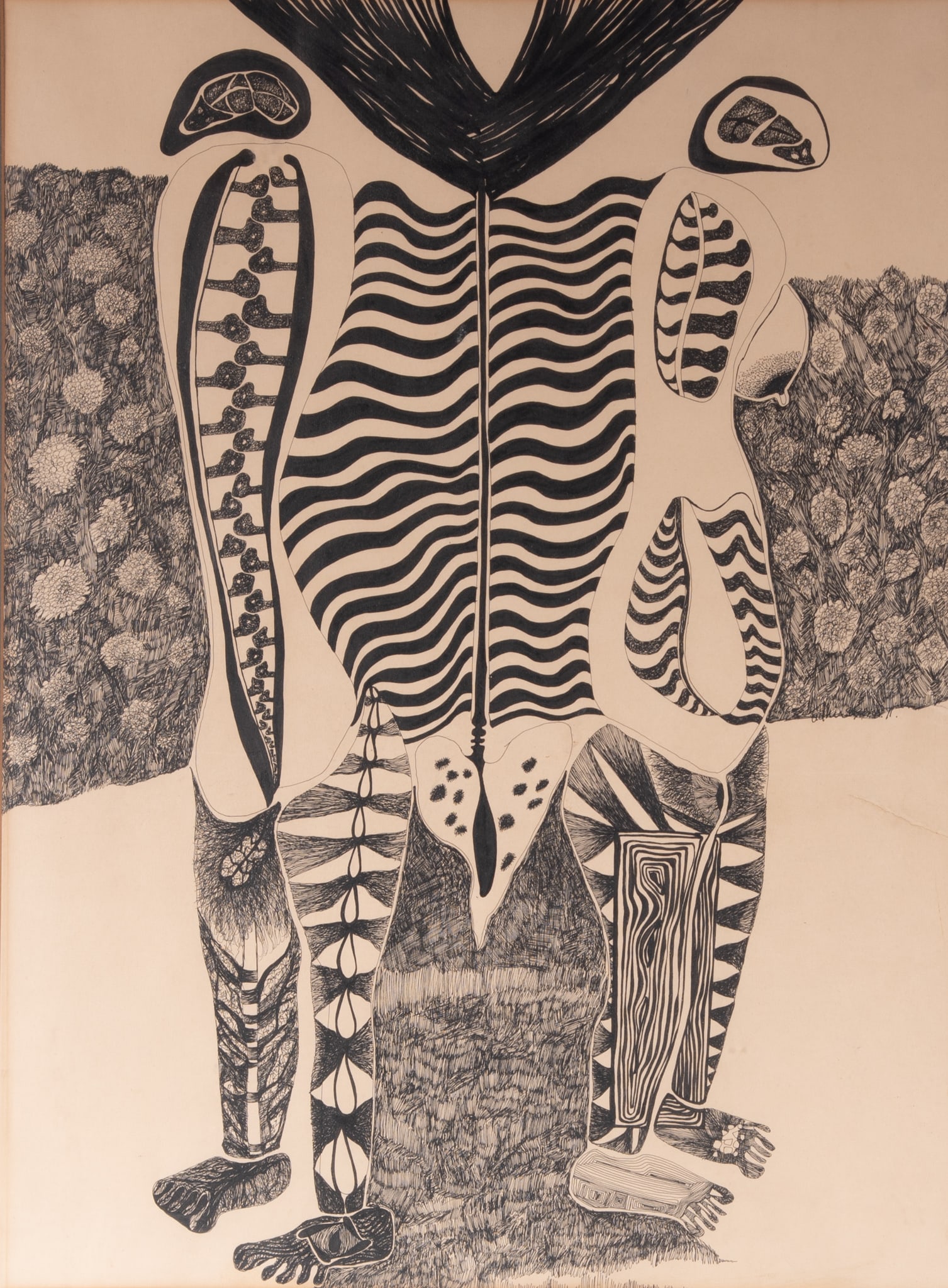 J. Sultan Ali, India (1920-1990), Untitled, 1971, ink on paper (1 of 5)