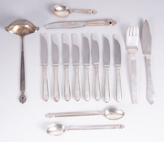 A Collection of Sterling Silver Serving Articles, including Georg Jensen