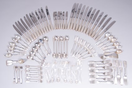 A Sterling Silver Flatware Service for 12, Old English Tipt by Gorham