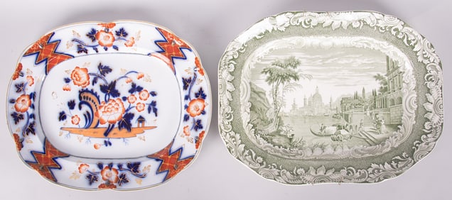 Two Antique English Ironstone Platters