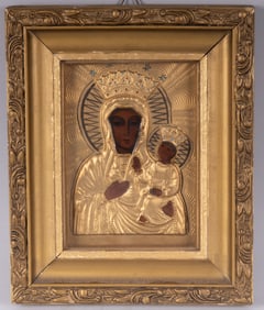 An Eastern Orthodox Painted Icon, Madonna and Child