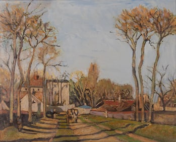After Camille Pissarro, French (1830-1903), Entree du Village, oil on canvas