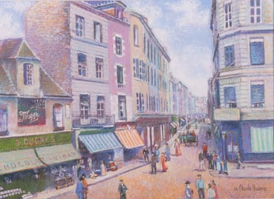 H. Claude Pissarro, France / Ireland (b. 1935), French Street Scene, pastel