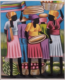 J. Elie, Haiti 21st Century, Haitian Market Scene, oil on canvas