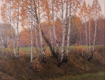 Viktor Andreevich Gertsenok, Ukrainian (1934-2017), Aspen Trees, oil on masonite